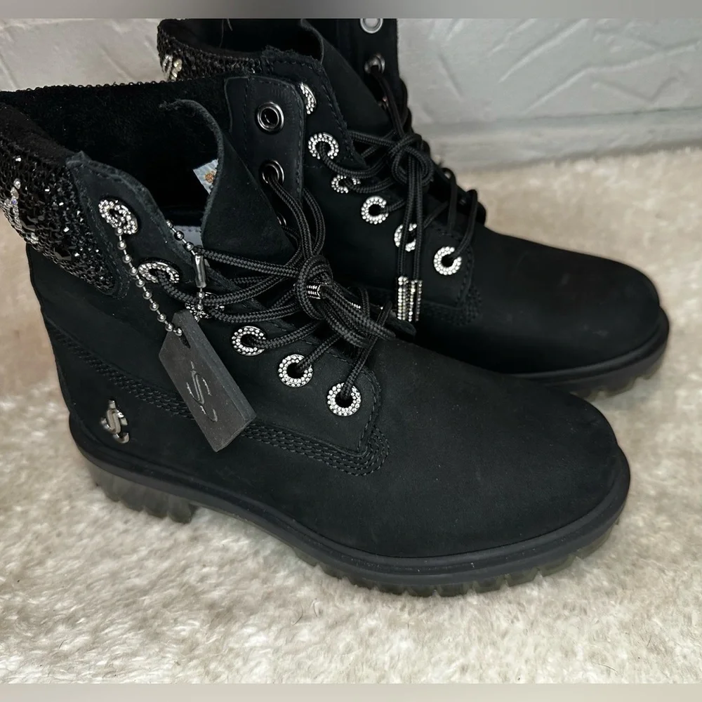 New JIMMY CHOO x Timberland embellished Swarovski boots Size 37 - Picture 4 of 15